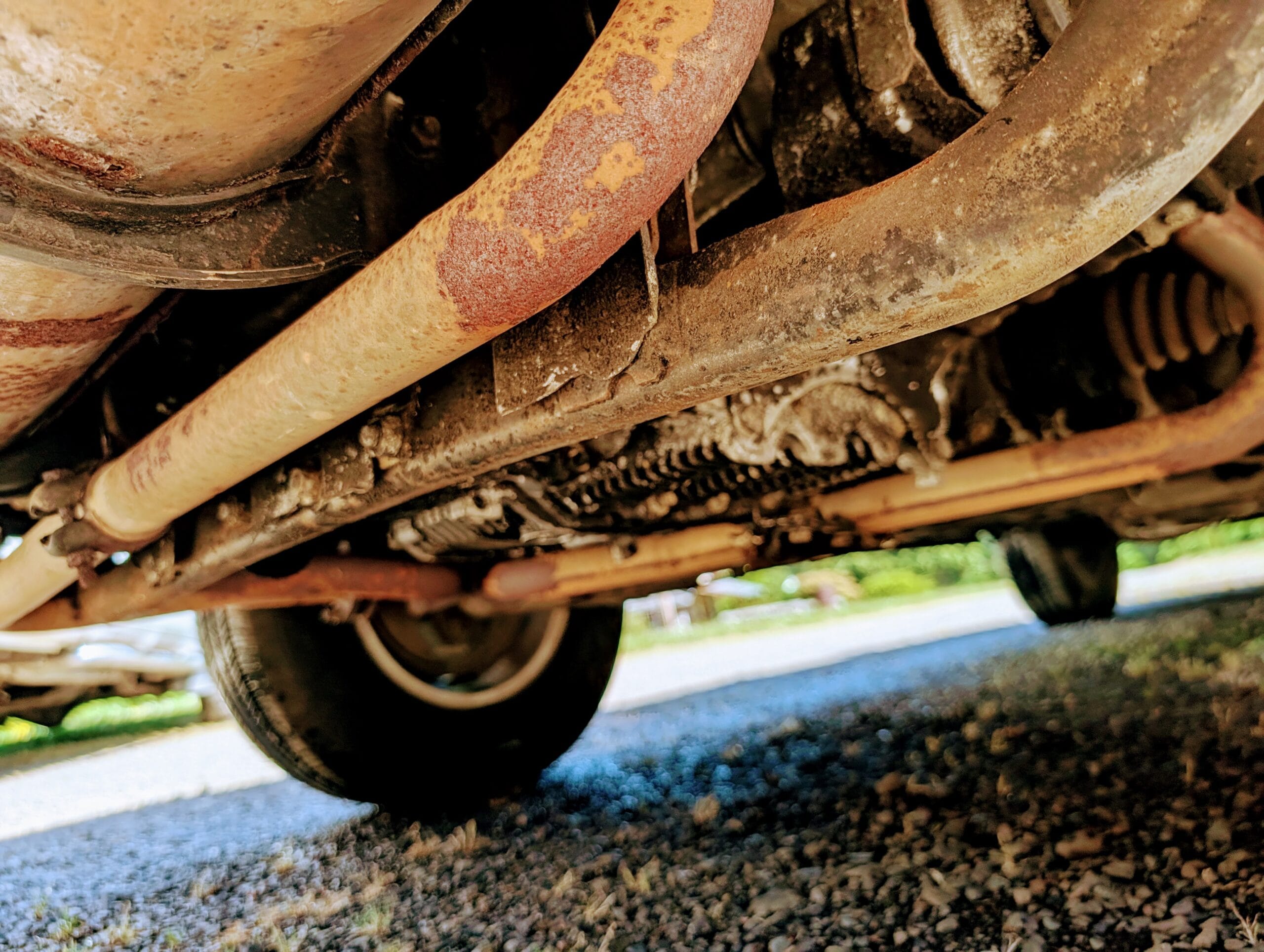 Underbody frame rails and floor pan rust verification
