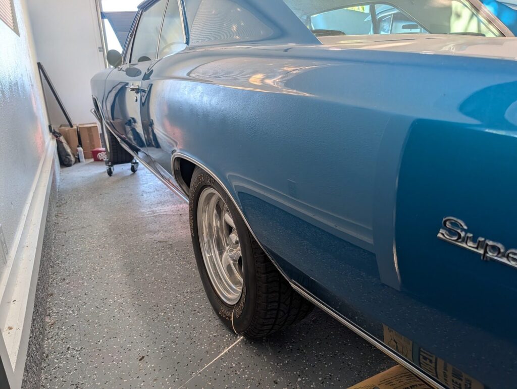 Classic Chevelle Super Sport inspected in a garage near Oakridge, Oregon